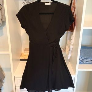black wrap dress